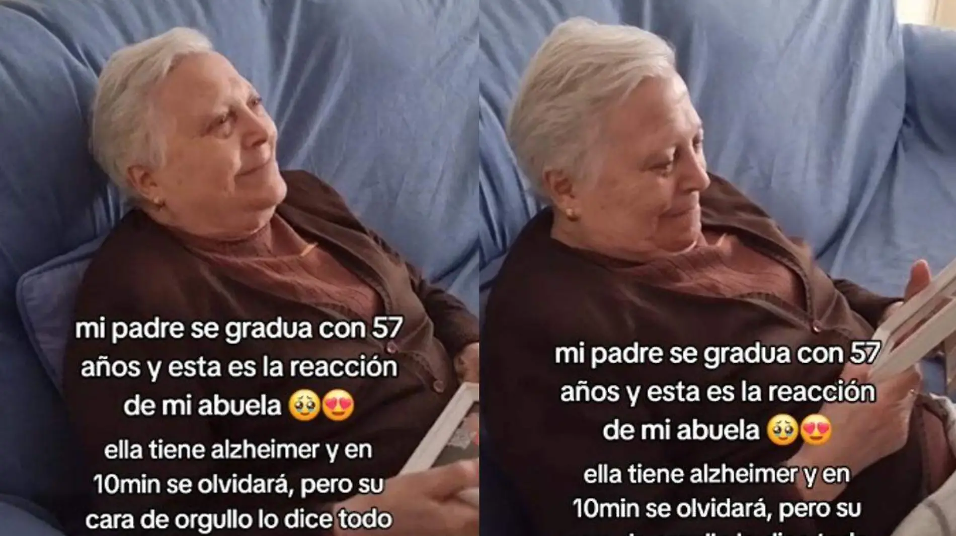 Abuelita con Alzheimer muestra emotiva reacción al ver a su hijo graduarse de la universidad